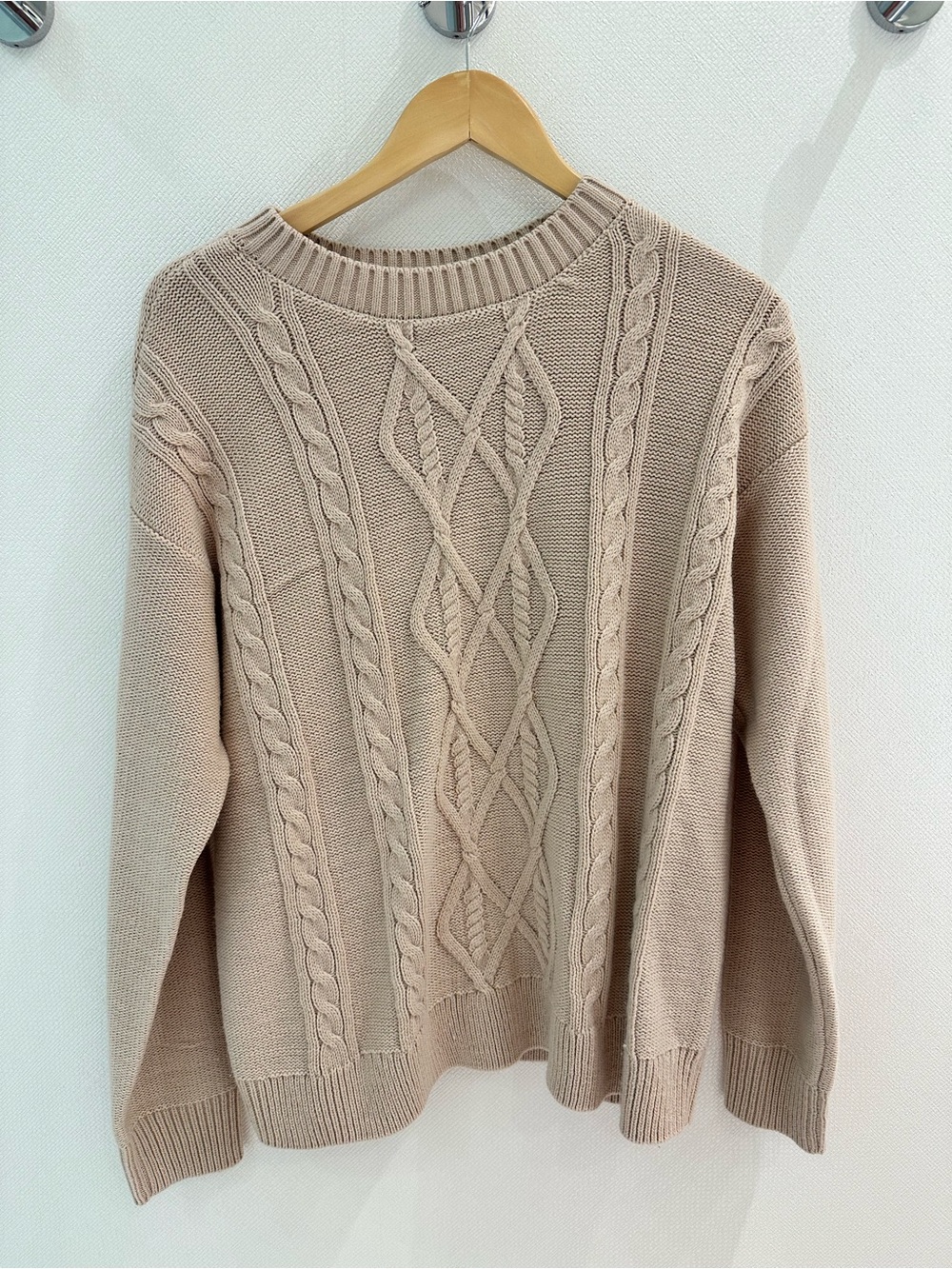 Joe Fresh x Jillian Harris Light Pink Cable-Knit Crewneck Sweater